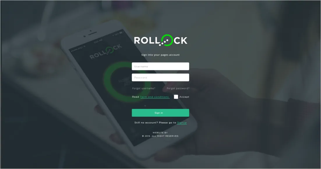 Rollockin kirjautumisnäkymä